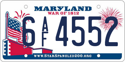MD license plate 6AF4552