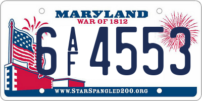 MD license plate 6AF4553