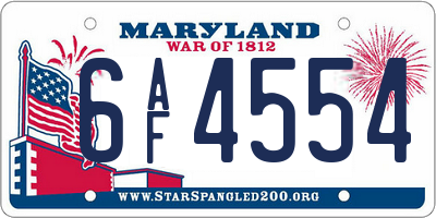 MD license plate 6AF4554