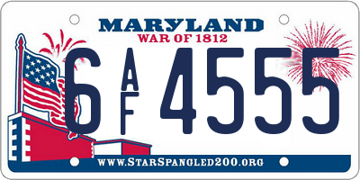 MD license plate 6AF4555