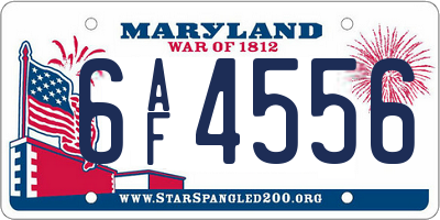 MD license plate 6AF4556
