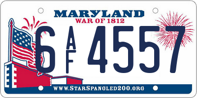 MD license plate 6AF4557