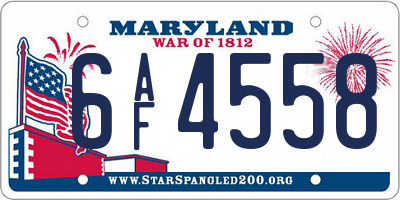 MD license plate 6AF4558