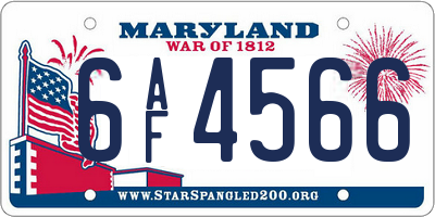 MD license plate 6AF4566
