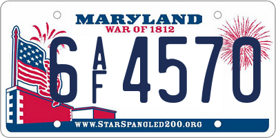 MD license plate 6AF4570
