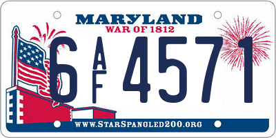 MD license plate 6AF4571