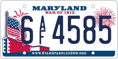 MD license plate 6AF4585