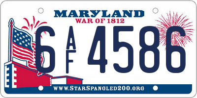 MD license plate 6AF4586