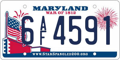 MD license plate 6AF4591