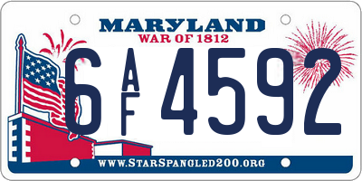 MD license plate 6AF4592