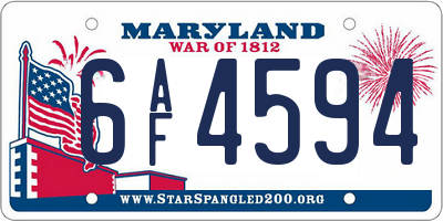 MD license plate 6AF4594