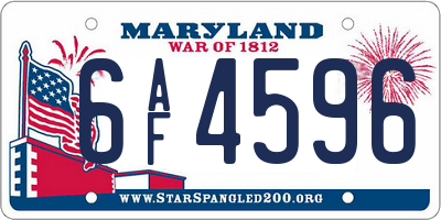 MD license plate 6AF4596