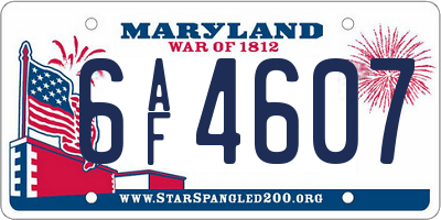 MD license plate 6AF4607