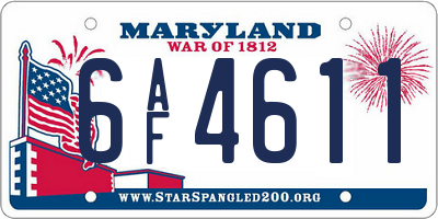 MD license plate 6AF4611