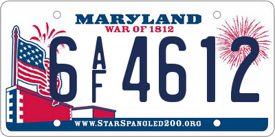 MD license plate 6AF4612