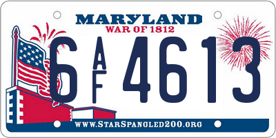 MD license plate 6AF4613