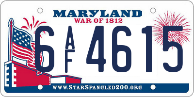 MD license plate 6AF4615