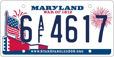 MD license plate 6AF4617