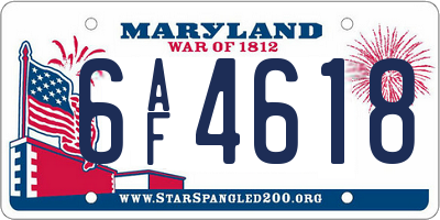 MD license plate 6AF4618