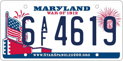 MD license plate 6AF4619