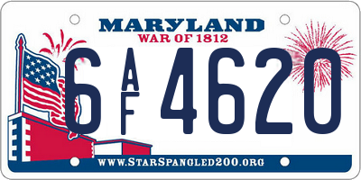 MD license plate 6AF4620