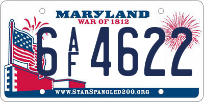 MD license plate 6AF4622