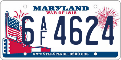MD license plate 6AF4624