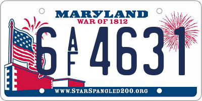 MD license plate 6AF4631