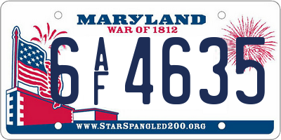 MD license plate 6AF4635