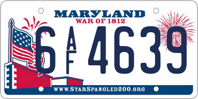 MD license plate 6AF4639