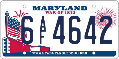 MD license plate 6AF4642