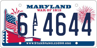 MD license plate 6AF4644