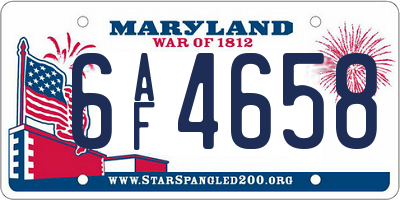 MD license plate 6AF4658