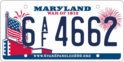 MD license plate 6AF4662