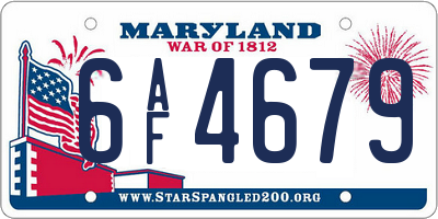 MD license plate 6AF4679