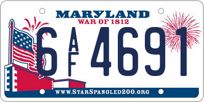 MD license plate 6AF4691