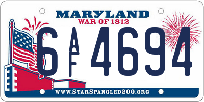 MD license plate 6AF4694