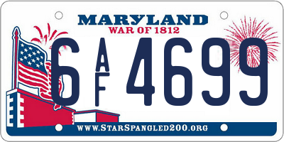 MD license plate 6AF4699