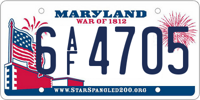 MD license plate 6AF4705