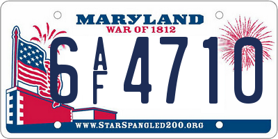 MD license plate 6AF4710