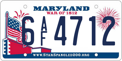 MD license plate 6AF4712