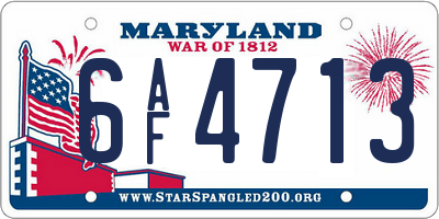 MD license plate 6AF4713