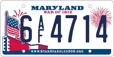 MD license plate 6AF4714