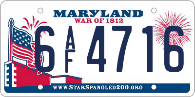 MD license plate 6AF4716