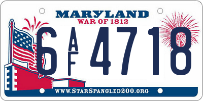 MD license plate 6AF4718