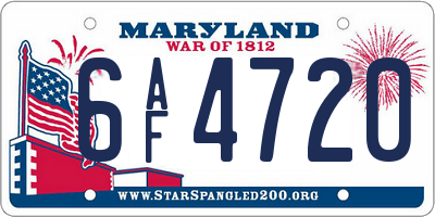 MD license plate 6AF4720