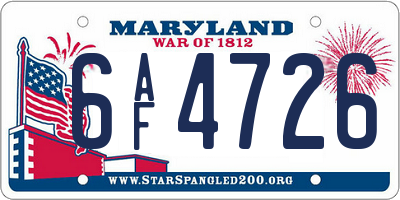 MD license plate 6AF4726