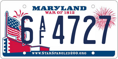 MD license plate 6AF4727