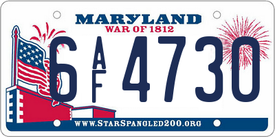 MD license plate 6AF4730