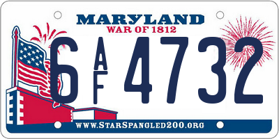 MD license plate 6AF4732
